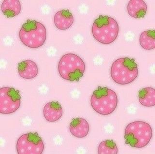 Pink Background, Strawberries, Pink And Green, Flowers, Green, Pattern, Pink