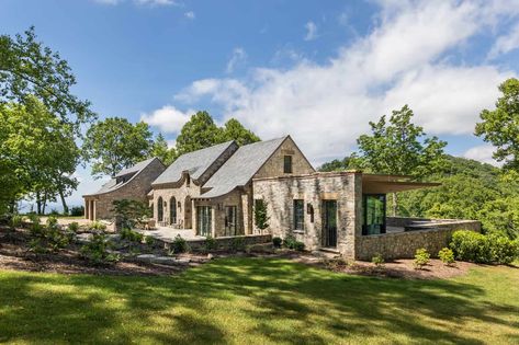 Town Mountain Ranch Custom Home | Morgan-Keefe Builders English Cottage Ranch, Modern Spanish Villa, Brown House Exterior, Cottage Ranch, Ranch Exterior, Spanish Villa, Mountain Ranch, Brown House, Stone Cottage