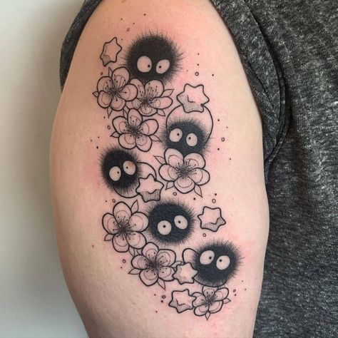 10 Best Soot Sprite Tattoo Ideas You Have To See To Believe! | Outsons | Men's Fashion Tips And Style Guides Dust Sprites Tattoo, Gamer Tattoo Sleeve, Mr Men Tattoo, Spot Sprite Tattoo, Studio Ghibli Dust Sprites Tattoo, Manga Tattoo Ideas, Sprites Tattoo, Studio Ghibli Soot Sprites Tattoo, Soot Sprite Art