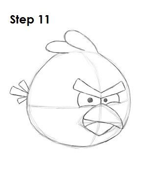 Draw Red Angry Bird Step 11 Red Angry Bird, Bird Sketch, Angry Bird, Sketches Tutorial, Cartoon Coloring Pages, Tail Feathers, Learn How To Draw, Bird Drawings, Angry Birds