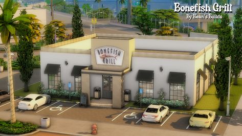 Bonefish Grill | Patreon Sims 4 Oasis Springs Restaurant, Sims 4 Oasis Springs Build, Oasis Springs Sims 4, Sims 4 Oasis Springs House, Oasis Springs House, Sims 4 Oasis Springs, Ts4 Lots, Spring Cafe, Sims 2 House