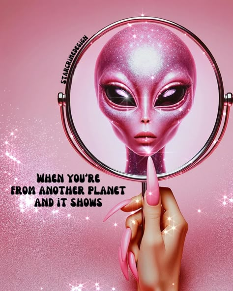 Remember the Shania Twain song, “I feel like a woman” Instead “Man, I feel like an alien” Know what I mean?🖖🏼 This is also my entry for #aliensanddemonsparty Hosted by the rad @darkfoothorror 🛸🛸🛸 Be your authentic alien selves, bbs 👽💖 Xo, Heather . . . ✨Images here created with Midjourney, Dalle, and other editing software. . . . . #AlienAesthetic #PinkVibes #GlitterArt #AlienArt #glitterartist Alien Superstar Aesthetic, Esthetician Content, Alien Quotes, Ad Aesthetic, Hi Lights, Lsd Art, Aquarius Aesthetic, Alien Superstar, Alien Queen