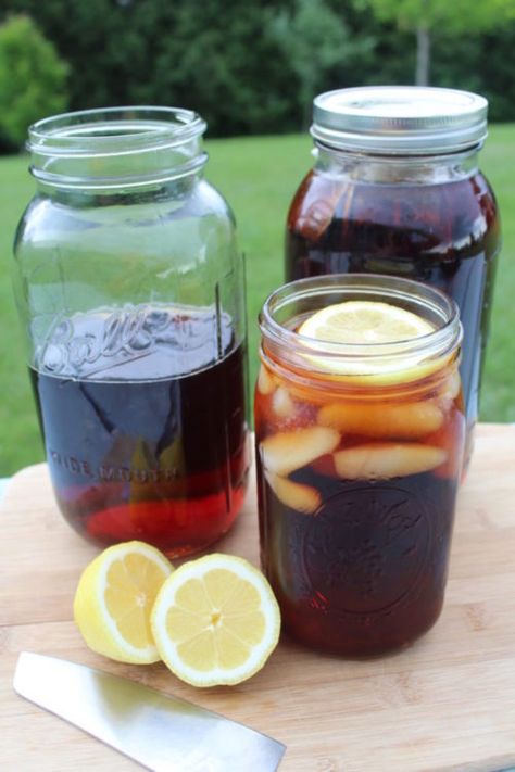 Sun Tea - I can still remember walking over to my grandma's house and seeing the glass pitcher of sun tea brewing on the steps!  Growing up next to my grandparents I often stopped over there to say hello. Grandma always had something delicious to eat and drink. Sun Tea Recipes, Sun Tea, Tea Brewing, Fresh Recipes, Grandma's House, Pureed Food Recipes, Eat And Drink, Glass Pitcher, Brewing Tea