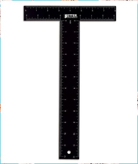 T Square, T Ruler, 12 inch Metal T Ruler Carbon Steel Ruler, Double Sided Standard & Metric Laser Printed, by Better Office Products, Drafting Ruler, Architect Ruler, Set Square Companion Ruler, Black Woodworking Square, Drafting Tools, Ruler Set, Office Products, Steel Metal, Carbon Steel, Ruler, Double Sided, Siding