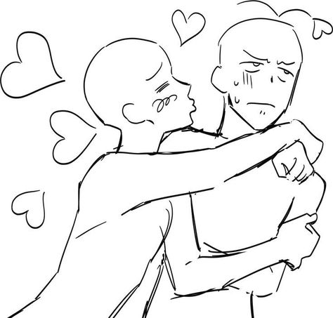 Hug Pose, Art Bases, Couple Poses Reference, Body Reference Drawing, Pose References, Anime Base, Poses Reference, Character Inspo, Anatomy Drawing