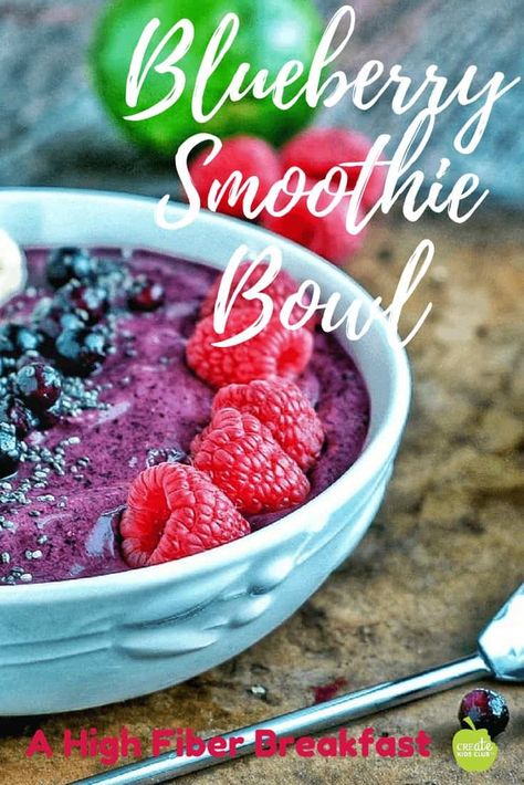 Blueberry Smoothie Bowl Recipe, Fiber Breakfast, Blueberry Smoothie Bowl, Gluten Free Smoothie, High Fiber Breakfast, Coconut Milk Smoothie, Smoothie Recipes For Kids, Fruit And Veggies, Blueberry Smoothie