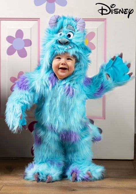 Disney Monsters Inc Sulley Costume for Infants: Hooded jumpsuit with attached mitts and a pair of booties. Sulley Toddler Costume, Family Monsters Inc Costume, Monster Inc Family Costume, Monster Inc Halloween Costume, Monsters Inc Family Costume, Sully Halloween Costume, Monsters Inc Halloween Costumes, Monsters Inc Costume, Sulley Costume