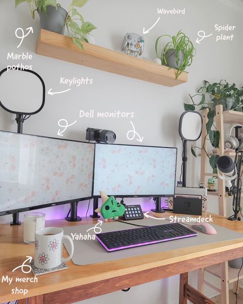 Let's chat monitors ✨️ I've been using the same monitors from 2018 that I got when my original pc was built by my husband! I've never really wanted to replace them till recently since there's not too many glossy screen monitors like these on the market anymore. These monitors are starting to lose some pixels, so I've been attempting to find some glossy screen monitors! Personally, I'm not a fan of the anti-glare matte monitor screens that have become more popular! 🏷#cozy #cozyroom #deskin... Two Monitor Desk, Two Monitor Desk Setup, Best Dual Monitor Setup, Monitor Desk Setup, Gaming Computer Room, Monitor Setup, Dual Monitor Setup, Monitor Desk, Dual Monitor