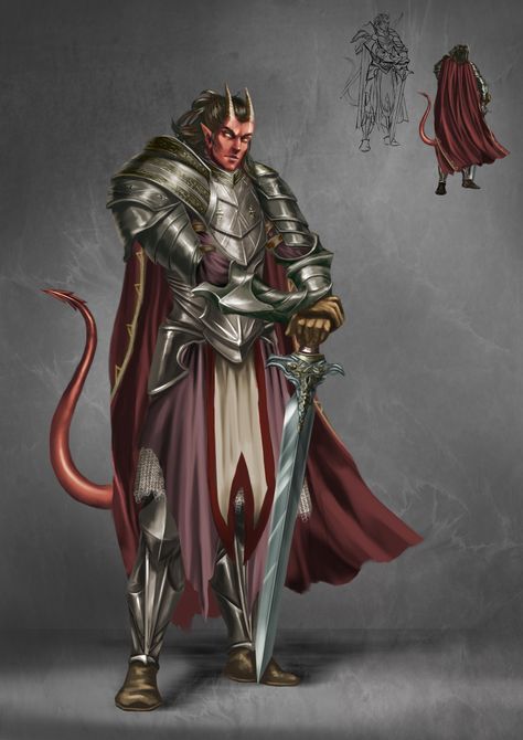 Tiefling Paladin, Dnd Tiefling, Dnd Paladin, Skyrim Art, Pathfinder Character, Epic Characters, Fantasy Races, Dungeons And Dragons Characters, Dnd Art