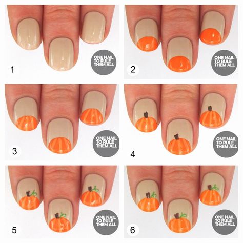 DIY Pumpkin Nails Diy Nails Tutorial, Halloween Nail Art Tutorial, Pumpkin Nail, Pumpkin Nail Art, Nail Art Halloween, Halloween Nails Easy, Nagellack Trends, Pumpkin Nails, Fall Nail Art Designs