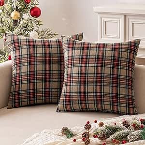 These Christmas pillow covers are so much easier to store than buying holiday pillows. Colors are vibrant which can match well with most home decoration. Pattern available on both sides. Plaid Throw Pillow, Tartan Throws, Plaid Pillow Covers, Plaid Throw Pillows, Couch Pillow Covers, Plaid Pillow, Plaid Throw, Christmas Set, Bed In Living Room