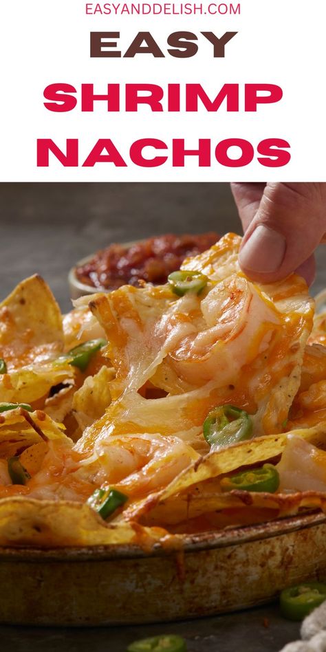 Make the best gluten-free shrimp nachos for a quick and delicious appetizer or simple dinner meal everyone will love. It is a family favorite! Seafood Nachos, Skillet Nachos, Old Bananas, Shrimp Nachos, Nachos Recipe Easy, Quick Pasta Recipes, Yummy Meals, Cod Recipes, Shellfish Recipes