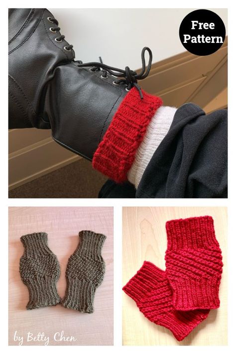 Knit Ankle Warmers Free Pattern, Ankle Warmers, Knitted Mittens Pattern, Knitted Mittens, Sock Knitting Patterns, Mittens Pattern, Sock Patterns, Boot Cuffs, Knit Mittens