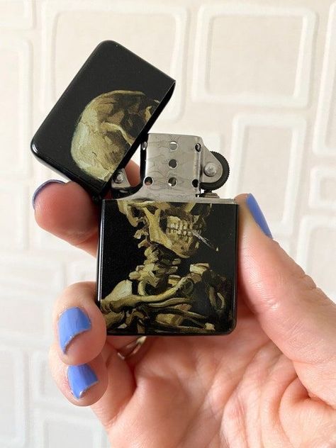 Lighters Aesthetic, Lighter Art, Skeleton Artwork, Custom Lighters, Aesthetic Funny, Cool Lighters, Zippo Lighter, Puff And Pass, Cool Items