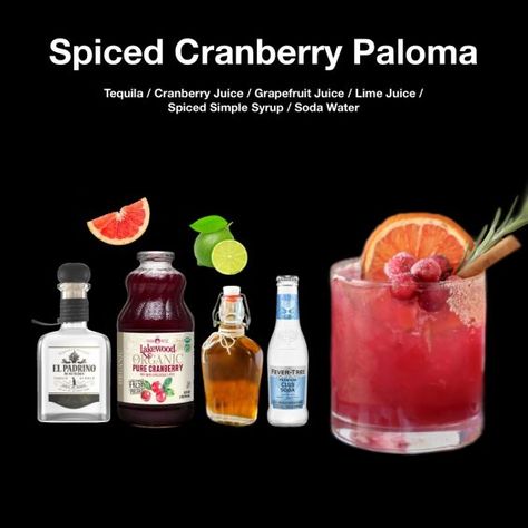 Cocktails Distilled Spiced Cranberry Paloma Cranberry Paloma, Paloma Cocktail, Club Soda, Christmas Cocktails, Simple Syrup, Paloma, Christmas Winter, Cranberry, Pure Products