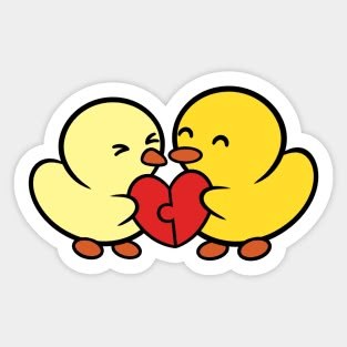 Duckie and Duck Heart Puzzle - Romantic Couple Duck - Magnet | TeePublic Duck Couple Drawing, Cute Couple Pics Cartoon, Valentine’s Day Cartoon, Love Stickers Couple, Cute Couple Stickers, Valentine's Day Drawings, Cute Notes For Him, Romantic Stickers, Animal Couples