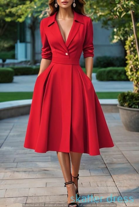 Stylish Buttons, Sukienki Maksi, Chique Outfit, Red Dresses Classy, Stylish Work Attire, Blue Army, Elegant Dresses Classy, Classy Dress Outfits, Classy Work Outfits