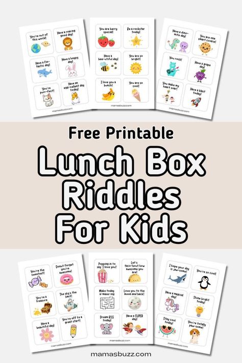 42 Silly Free Printable LunchBox Riddles For Kids Free Printable Lunchbox Jokes, Notes For Lunch Box Children, Lunchbox Jokes For Kids, Best Lunch Box, Diy Lunchbox, Lunchbox Printables, Notes For Kids Lunches, Lunch Box Notes For Kids, Kids Lunch Box Notes