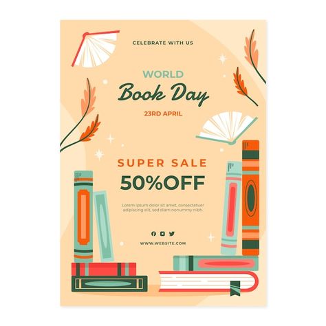 World Book Day, Book Day, Logo Psd, Technology Icon, Vertical Poster, House Vector, Card Banner, Poster Invitation, Presentation Template Free