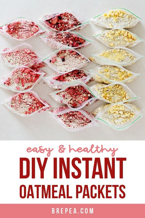 Diy Quaker Oatmeal Packets, Homemade Instant Oatmeal Packets, Oatmeal Packets Diy, Homemade Strawberry Oatmeal, Oatmeal Add Ins, Instant Oatmeal Packets Recipes, Diy Instant Oatmeal Packets, Diy Instant Oatmeal, Season Mixes