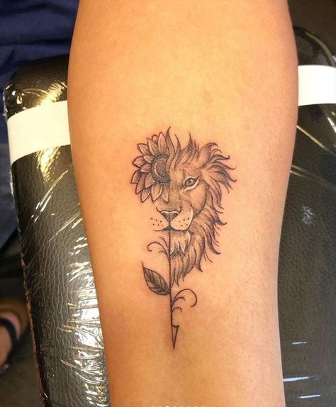 Rose With Lion Tattoo, Loin Tattoos Design For Women, Small Leo Lion Tattoo, Women Leo Tattoo, Women Animal Tattoo, Leo Arm Tattoo, Lion Tattoo Meaning For Women, Powerful Meaning Tattoos For Women, Small Powerful Tattoos For Women