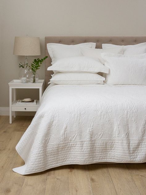 Unity Quilt in White | Wallace Cotton Bed Spread Ideas, White Bed Spread, Timeless Bedding, Wall Colour, White Bed, Cotton Bedspread, Waste Bin, Up House, Spare Bedroom