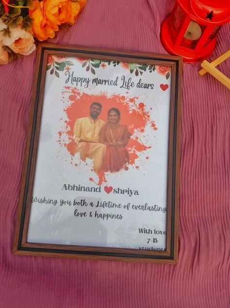 Happy Married Life Frame, Marriage Frame, Edit Photo Frame, Creative Photo Frames, Photo Frame Crafts, Happy Wedding Anniversary Wishes, Frame Work, Marriage Couple, Birthday Photo Frame