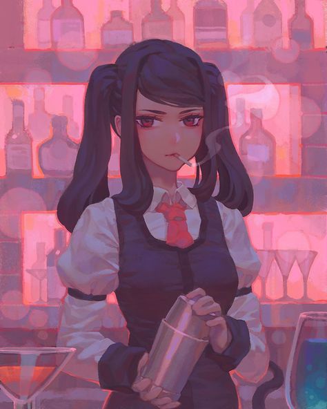 Bartender Anime, Va 11 Hall A, Female Bartender, Take A Seat, Art Reference Poses, Character Design Inspiration, Aesthetic Anime, Character Inspiration, Cute Art