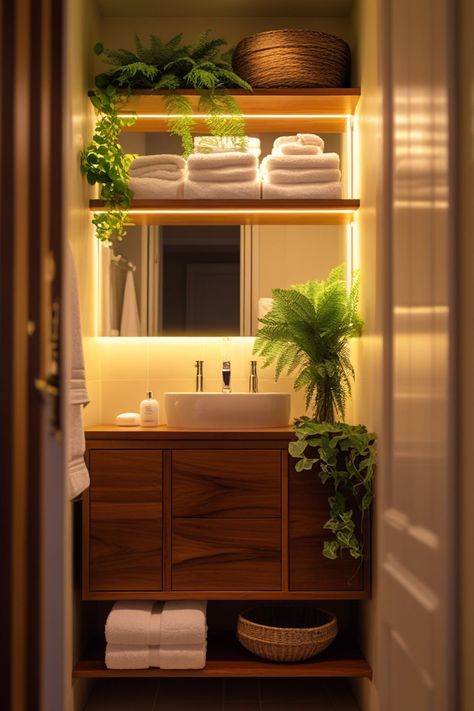 Open shelving is perfect for displaying essentials while saving space. Wooden or metal shelves above the toilet or vanity can hold towels, candles, or plants. I added floating shelves in my bathroom, and they’re both functional and stylish. Use baskets to keep it organized! Small Bathrooms, Metal Shelves, Organization Tips, Organization Hacks, Open Shelving, Small Bathroom, Floating Shelves, Bathroom Ideas, Towels