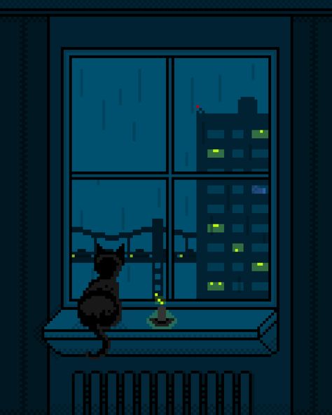 #art #pixel #pixelart #game #gameart #artgame #pixelgame #8bit #16bit #fanart #fanarts #instagram #retro #retrogame #cat #сity #night #rain #lightning #nightcity #candle #animation #animations #pixanimation #pixelanimation #artist #pixelartist #_pixel_art_studio_ Candle Animation, 8bit Aesthetic, Pixel Life, Rain Gif, Journal Things, 8 Bit Art, Piskel Art, Art Pixel, Pixel Art Background