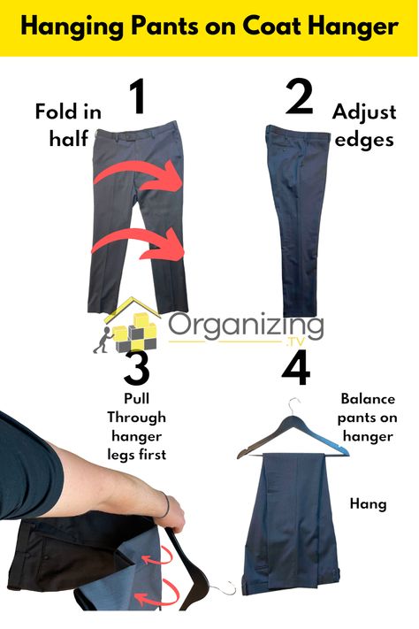 Jeans Hanging Ideas, Hanging Pants, Best Hangers, Fold Clothes, Hanging Ideas, How To Hang, Guys Clothing Styles, Folding Clothes, Coat Hanger