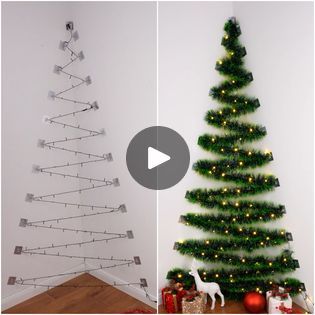 5.1M views · 142K reactions | Crafting stunning Christmas trees and decor | Crafting stunning Christmas trees and decor | By Art & Cinema | Facebook Diy Corner Christmas Tree, Corner Wall Christmas Tree Ideas, Corner Christmas Tree, Art Cinema, Wall Christmas Tree, Alternative Christmas Tree, Dollar Store Christmas, Christmas Tree Garland, Diy Christmas Decorations Easy