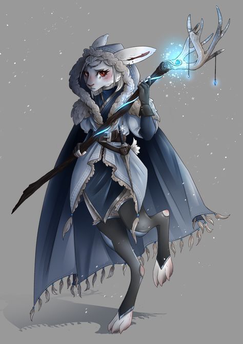 ArtStation - DnD chracter for Icewind Dale: Rime of the Frostmaiden, Samydrawsstuff Harengon Druid Dnd, Arctic Dnd Character, Icewind Dale Characters, Dnd Harengon Character Art, Jackalope Fursona, Harengon Druid, Harengon Dnd Female, Harengon Bard, Harengon Dnd Art