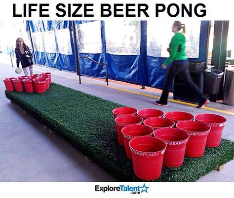 Ball pong Diy Outdoor Games, Outdoor Games For Adults, Giant Beer Pong, Large Games, Family Olympics, Giant Yard Games, School Carnival Games, Outdoor Games Adults, Tactical Urbanism