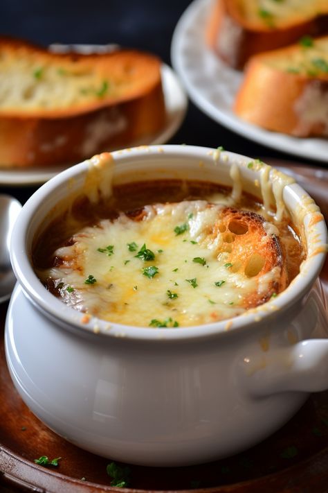 Classic French Onion Soup, Cheesy Bread, Shepherds Pie, French Onion Soup, French Onion, Onion Soup, Simple Recipes, Sweet Onion, Caramelized Onions