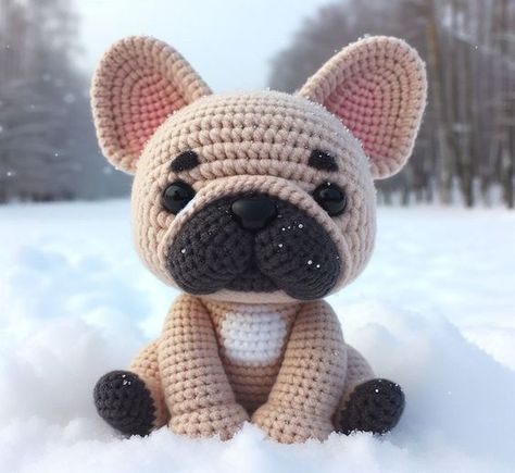 Cute Amigurumi French Bulldog Crochet Pattern - Easy Beginner Amigurumi Animal Crochet - C #crochetpattern #crochetpatternsamigurumi #crochetamigurumi #cuteamigurumi #crochetplushies Frenchie Crochet Pattern Free, Bulldog Crochet Pattern Free, Crochet Bulldog Pattern Free, Crochet French Bulldog Pattern Free, Crochet Pug Dog Pattern Free, Crochet French Bulldog, French Bulldog Crochet Pattern, Wonder Crochet, Beginner Amigurumi