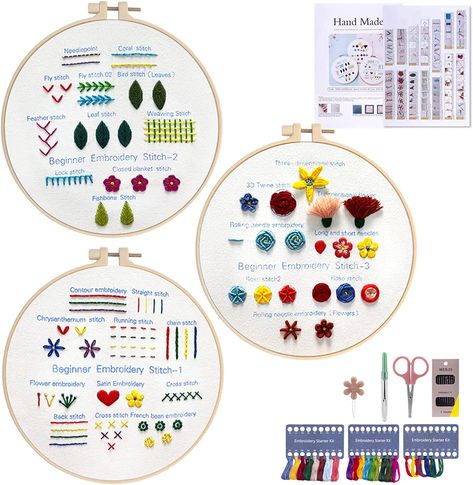 Diy Hand Embroidery, Funny Embroidery, Beginner Embroidery Kit, Beginners Embroidery, Feather Stitch, Embroidery Stitch, Hand Embroidery Kit, Different Stitches, Craft Lovers