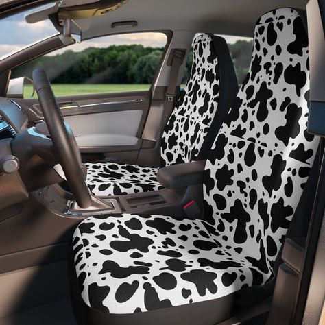 Cow Print Car Seat, Cow Print Car Accessories, Cow Print Things, White Seat Covers, Cow Room, Cow Print Stuff, Earl Dibbles Jr, Cow Things, Animal Figurine Toys