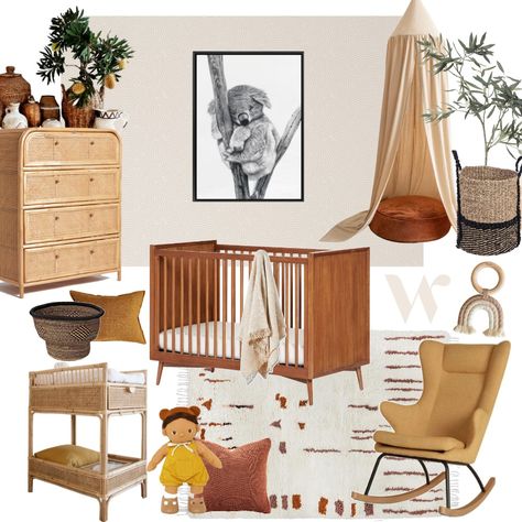 Australiana Decor Home, Australia Nursery, Australiana Nursery, Rainforest Nursery, Style Sourcebook, Comfy Rocking Chair, Australian Nursery, Nursery Interior Design, Nursery Gender Neutral