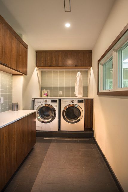 A Mid-Century Treasure in Andover, MA - Midcentury - Laundry Room - Boston - by Blackdog Design Build Remodel | Houzz Basement Remodel Mid Century Modern, Laundry Room Ideas Mid Century Modern, Laundry Room Design Mid Century Modern, Laundry Mid Century Modern, Laundry Room Mid Century, Mid Century Modern Utility Room, Mudroom Mid Century Modern, Midcentury Mud Room, Mid Century Mud Room