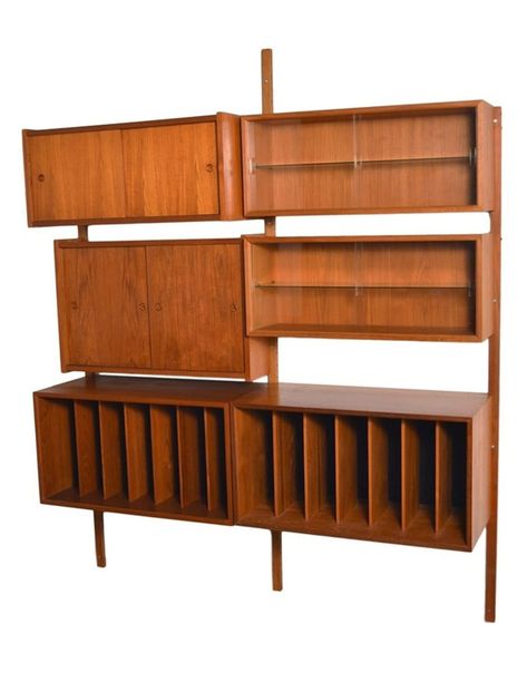 Mid Century Living Room Furniture, Diy Mid Century Modern Furniture, Glass Shelves Ikea, Mid Century Wall Shelves, Mid Century Wall Unit, Diy Mid Century Modern, Rosewood Furniture, Glass Shelves Kitchen, Diy Mid Century