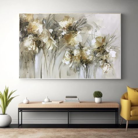 White Background Painting, Gray Shades, Abstract Art Painting Techniques, Minimalist Living Room, Luxury Living Room, Painting Tutorial, Painting Techniques, Abstract Art Painting, Flower Painting