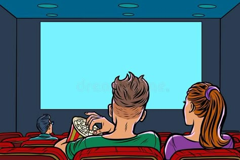 Couple in the cinema eating popcorn and watching a movie. Pop art retro vector illustration drawing royalty free illustration Couples Cinema, Eating Popcorn, Watch Drawing, Retro Vector Illustration, Watching A Movie, Pop Art Retro, Perspective Drawing Architecture, Cinema Art, Cute Black Wallpaper