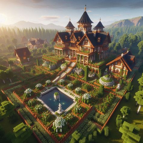 Mega Build Minecraft, Minecraft Royal Garden, Minecraft Mansion Blueprints Floor Plans, Minecraft Manor Ideas, Minecraft Dragon Stables, Minecraft Mega Build Ideas, Minecraft Compound, Minecraft Conservatory, Minecraft Woodland Mansion Remodel