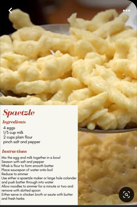 German Spaetzle, Noodle Recipes Homemade, Easy German Recipes, Spaetzle Recipe, German Food Authentic, Schnitzel Recipes, Noodle Recipes Easy, Hungarian Recipes, European Food