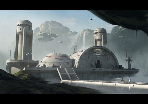 Moon Colony, Concept Environment, Edge Of The Empire, Sci Fi Architecture, Sleep Exercise, Futuristic Building, Environment Painting, Sci Fi Environment, Star Wars Characters Pictures