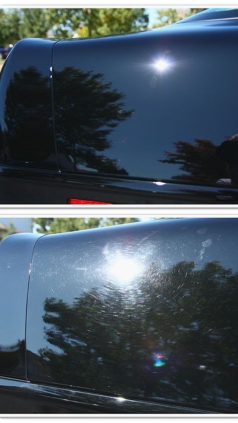 The top picture is black paint maintained by Titan Premium Finishes Waterless Car Wash and Titan Premium Finishes Spray Wax. The bottom picture is ONE trip through the local car wash! One bottle will do this car at least seven times. Don't scratch your precious paint!  Visit us on Amazon https://amzn.com/B01F8AR1WG #waterlesswash #polycharger #no-hose-needed #titanpremiumfinishes Waterless Car Wash, Car Cleaning, Black Paint, Car Wash, The Locals, The Top, Wax, Spray, Paint