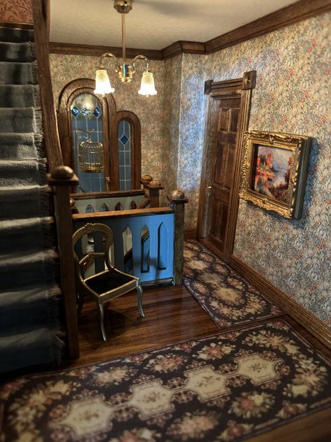 Beacon Hill Dollhouse Interior, Allison Jr Dollhouse Interior, Doll House Stairs, Allison Jr Dollhouse, Fae Cottage, Beacon Hill Dollhouse, Dollhouse Interior, Vintage Doll House, Gothic Dollhouse