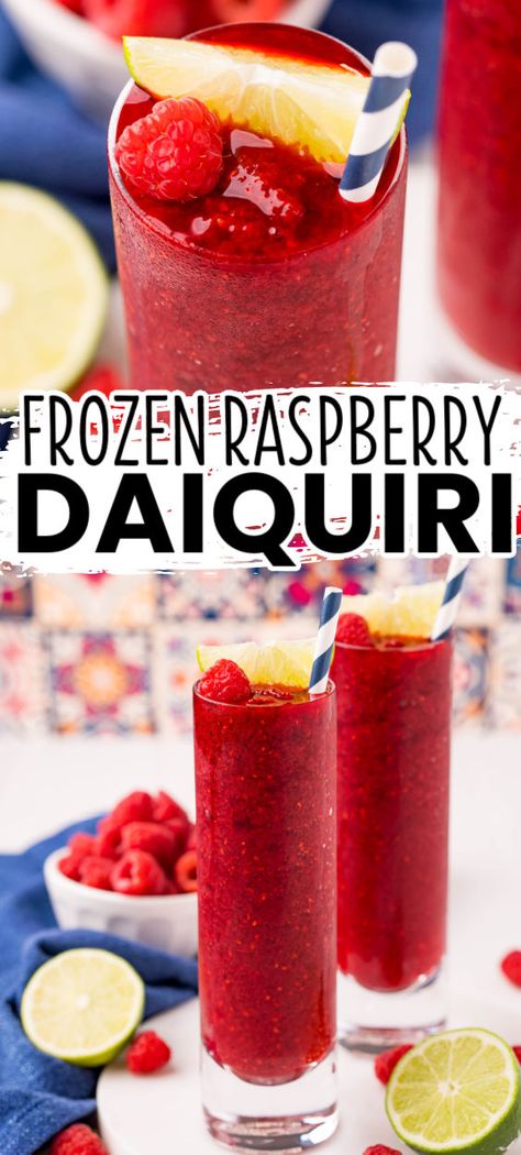 Frozen Daquiri Recipe, Drinks With Bacardi Rum, Raspberry Drink Recipes, Frozen Daiquiri Recipe, Raspberry Daiquiri, Summer Blended Drinks, Frozen Strawberry Daiquiri, Frozen Drinks Alcohol, Raspberry Drink