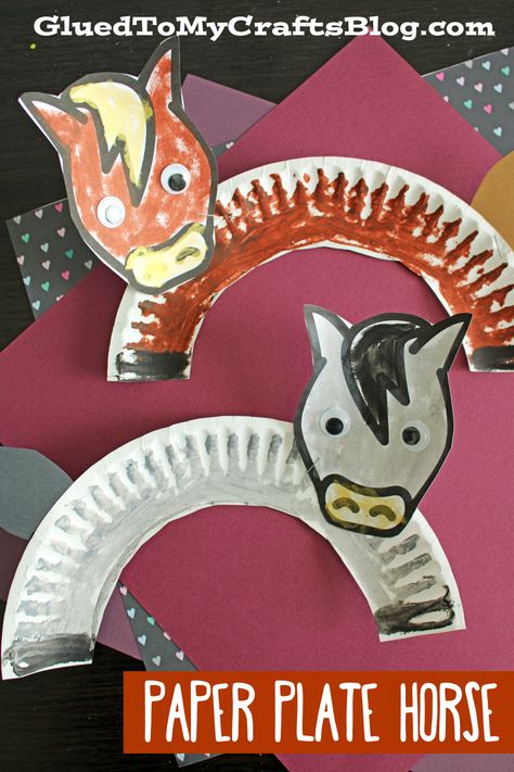 Horse Craft For Toddlers, Paper Plate Horse, Horse Crafts For Kids, Rodeo Crafts, Wild West Activities, Wild West Crafts, Easy Craft For Kids, Cowboy Crafts, Storytime Crafts